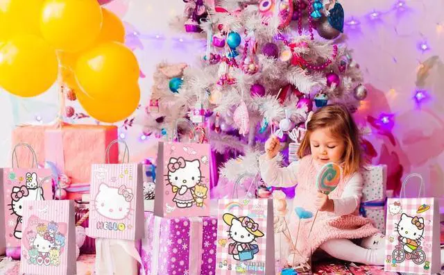 Alt view image 7 of 7 - Hello Kitty Party Favor Bags,24Pcs Hello Kitty Goodie Bags for Paper with Handle