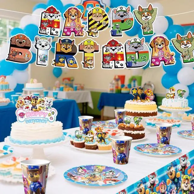 Alt view image 4 of 7 - Paw Patrol Birthday Party Supplies, 101 Pcs Paw Patrol Party Decorations & Tableware Sets - Paw Patrol cake Toppers Balloons Backdrops Cups etc. Paw Patrol Themed Birthday Party Decorations for Kids