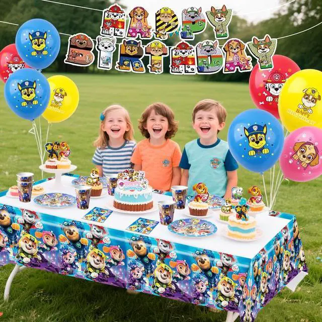 Alt view image 5 of 7 - Paw Patrol Birthday Party Supplies, 101 Pcs Paw Patrol Party Decorations & Tableware Sets - Paw Patrol cake Toppers Balloons Backdrops Cups etc. Paw Patrol Themed Birthday Party Decorations for Kids