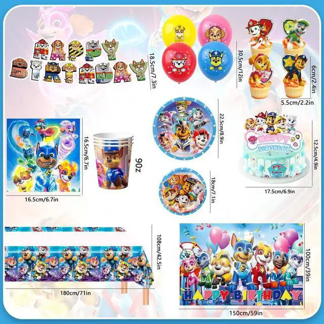 Alt view image 7 of 7 - Paw Patrol Birthday Party Supplies, 101 Pcs Paw Patrol Party Decorations & Tableware Sets - Paw Patrol cake Toppers Balloons Backdrops Cups etc. Paw Patrol Themed Birthday Party Decorations for Kids