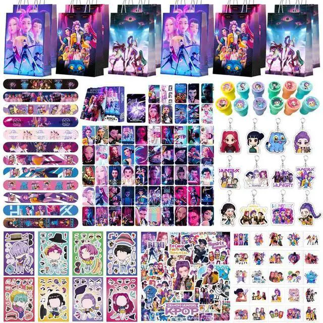 Main image of 227 Pcs Kpop Demon Hunter Birthday Party Favor-Kpop Demon Hunter Gift Bags Stickers Keychains Acrylic Badges etc Kpop Demon Hunter Party Goodie Bags Stuffer