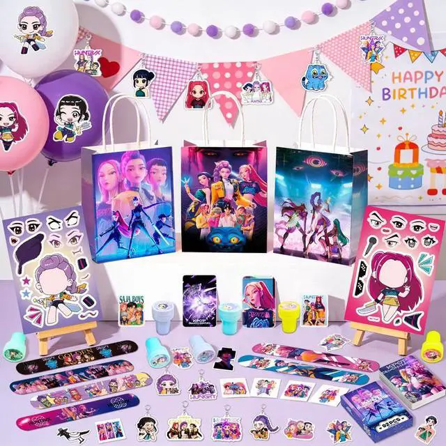 Alt view image 7 of 7 - 227 Pcs Kpop Demon Hunter Birthday Party Favor-Kpop Demon Hunter Gift Bags Stickers Keychains Acrylic Badges etc Kpop Demon Hunter Party Goodie Bags Stuffer
