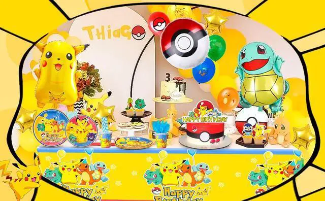 Alt view image 7 of 7 - Pokemon Party Supplies, 136pcs Pokemon Birthday Decorations & Tableware Set Including Pokemon Decorations Plates Napkins & Pokemon Balloons Cake Topper etc Pokemon Theme Birthday Decorations for Kids
