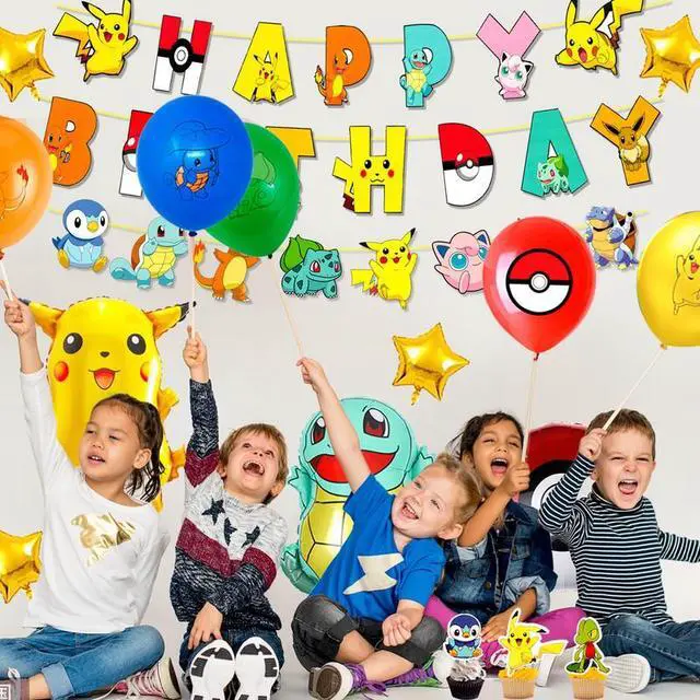Alt view image 4 of 7 - Pokemon Party Supplies, 136pcs Pokemon Birthday Decorations & Tableware Set Including Pokemon Decorations Plates Napkins & Pokemon Balloons Cake Topper etc Pokemon Theme Birthday Decorations for Kids