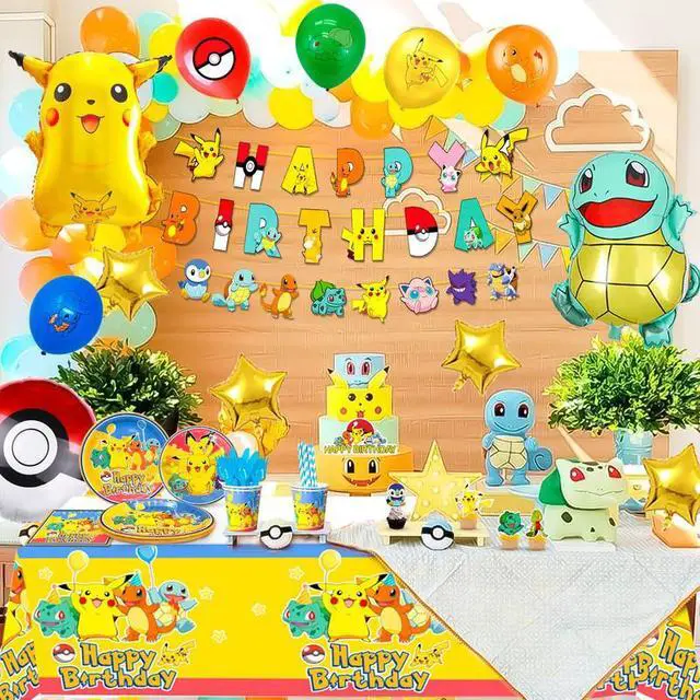 Alt view image 6 of 7 - Pokemon Party Supplies, 136pcs Pokemon Birthday Decorations & Tableware Set Including Pokemon Decorations Plates Napkins & Pokemon Balloons Cake Topper etc Pokemon Theme Birthday Decorations for Kids