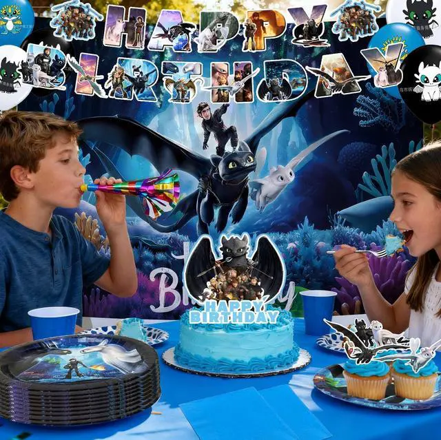 Alt view image 3 of 7 - 98 Pcs How to Train Your Dragon Birthday Party Supplies-Banner Balloons Plate Cup etc How to Train Your Dragon Party Decorations