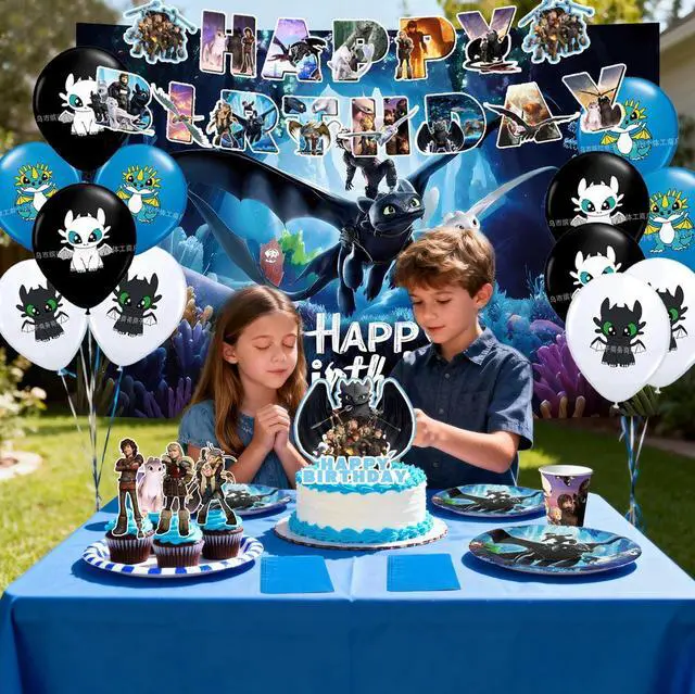 Alt view image 4 of 7 - 98 Pcs How to Train Your Dragon Birthday Party Supplies-Banner Balloons Plate Cup etc How to Train Your Dragon Party Decorations