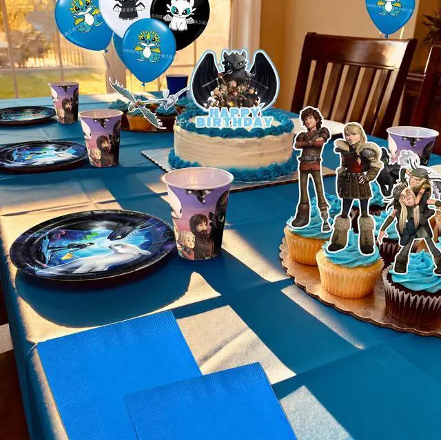 Alt view image 6 of 7 - 98 Pcs How to Train Your Dragon Birthday Party Supplies-Banner Balloons Plate Cup etc How to Train Your Dragon Party Decorations