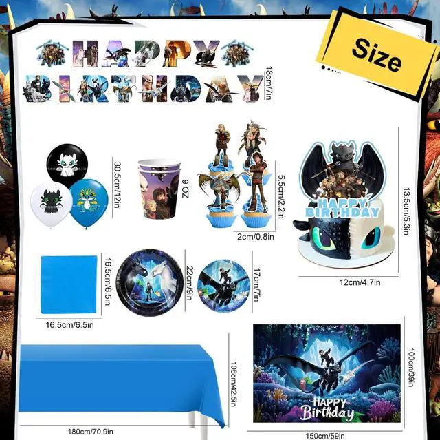 Alt view image 7 of 7 - 98 Pcs How to Train Your Dragon Birthday Party Supplies-Banner Balloons Plate Cup etc How to Train Your Dragon Party Decorations