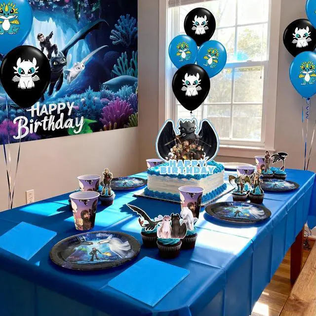 Alt view image 5 of 7 - 98 Pcs How to Train Your Dragon Birthday Party Supplies-Banner Balloons Plate Cup etc How to Train Your Dragon Party Decorations