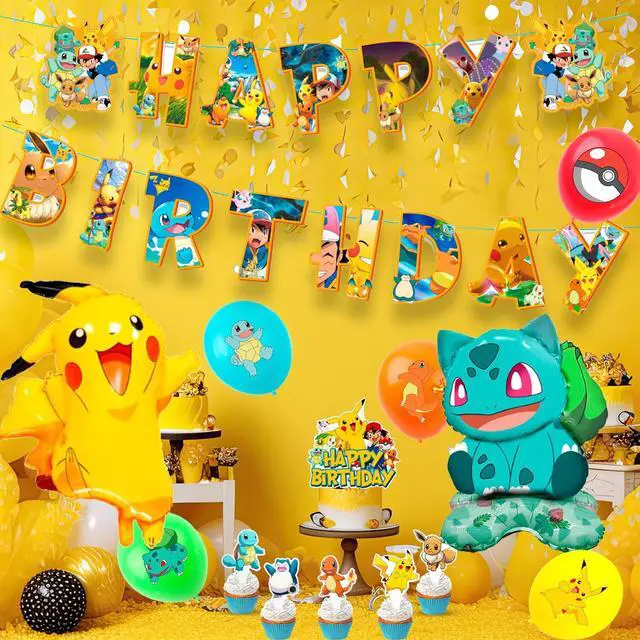 Alt view image 4 of 7 - Pokemon Party Supplies, 38 Pcs Pokemon Birthday Decorations Set - Pokemon Balloons Banners Cake Topper & Pokemon Birthday Balloons for Kids Pokemon Birthday Party Decorations