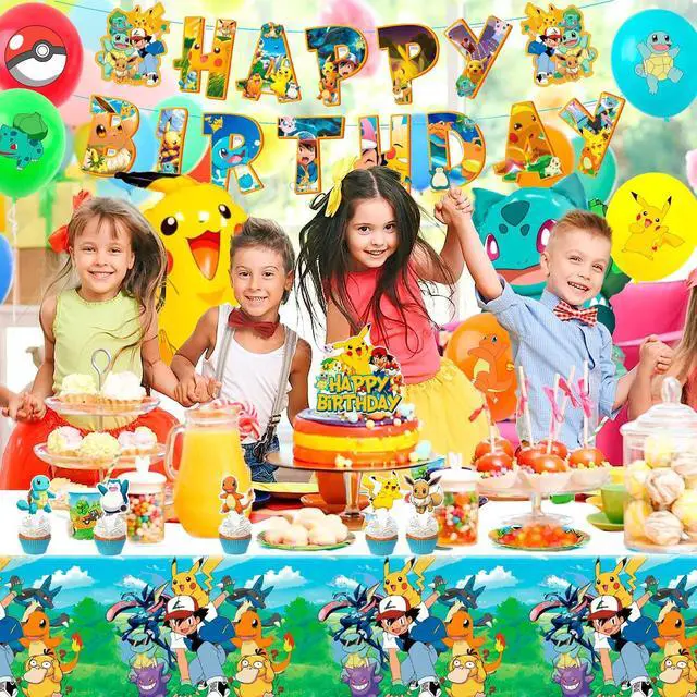 Alt view image 5 of 7 - Pokemon Party Supplies, 38 Pcs Pokemon Birthday Decorations Set - Pokemon Balloons Banners Cake Topper & Pokemon Birthday Balloons for Kids Pokemon Birthday Party Decorations