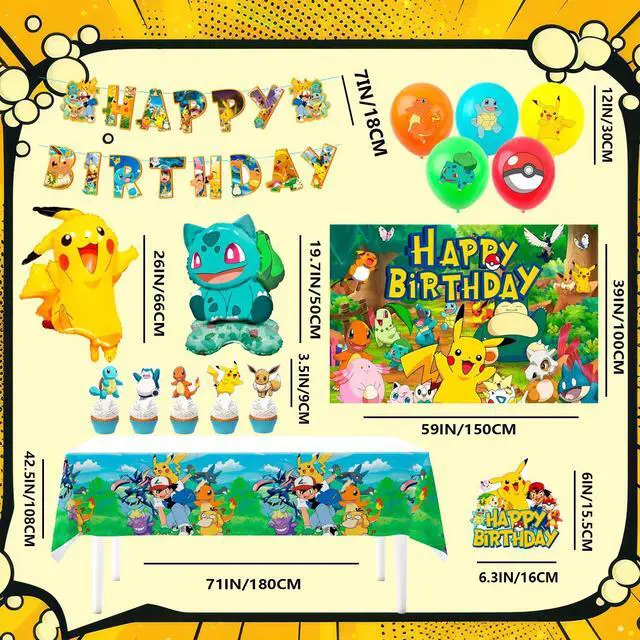Alt view image 7 of 7 - Pokemon Party Supplies, 38 Pcs Pokemon Birthday Decorations Set - Pokemon Balloons Banners Cake Topper & Pokemon Birthday Balloons for Kids Pokemon Birthday Party Decorations