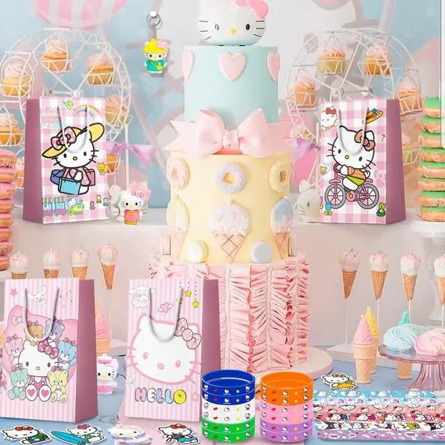 Alt view image 3 of 7 - Hello Kitty Party Favors, 110 Pcs All-in-One Hello Kitty Birthday Party Favors Set, Including Hello Kitty Party Favor Bags, Stickers, Bracelets Other Hello Kitty Party Favors for Party Supplies
