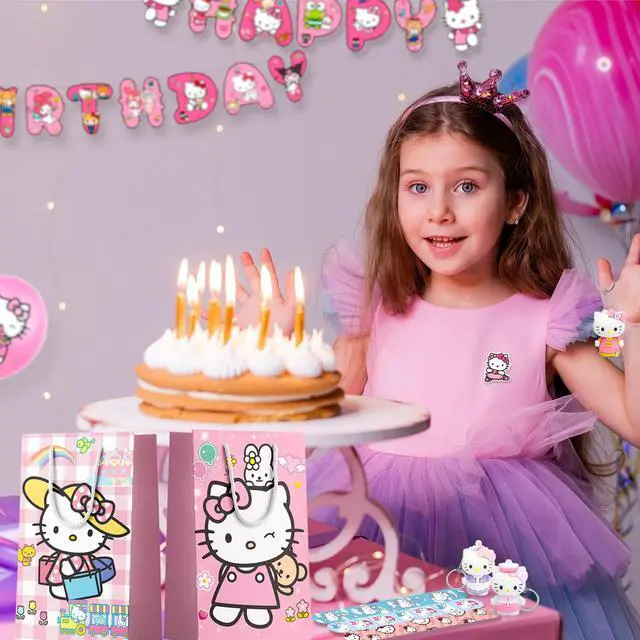 Alt view image 4 of 7 - Hello Kitty Party Favors, 110 Pcs All-in-One Hello Kitty Birthday Party Favors Set, Including Hello Kitty Party Favor Bags, Stickers, Bracelets Other Hello Kitty Party Favors for Party Supplies