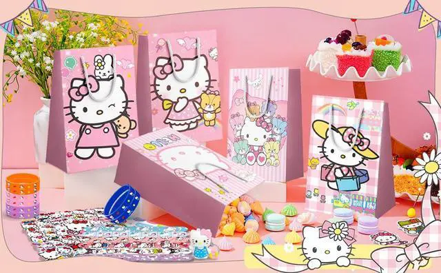Alt view image 7 of 7 - Hello Kitty Party Favors, 110 Pcs All-in-One Hello Kitty Birthday Party Favors Set, Including Hello Kitty Party Favor Bags, Stickers, Bracelets Other Hello Kitty Party Favors for Party Supplies