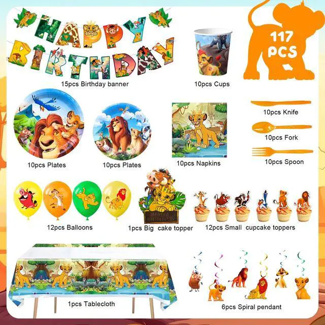 Alt view image 2 of 7 - Disney Lion King Party Decorations Simba Birthday Set Tableware Plates Balloons