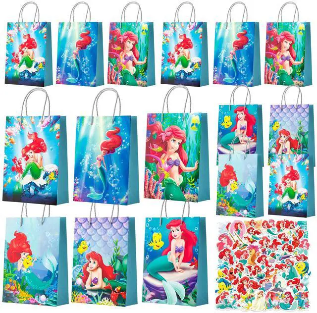 Main image of Little Mermaid Party Favor Bags, Mermaid Party Bags Set Including 24pcs Mermaid Gift Bags, Little Mermaid Candy Bags & 50pcs Little Mermaid Stickers for Girls Kids Mermaid Party Decorations Supplies