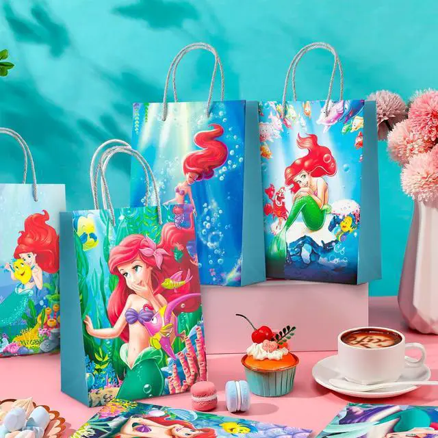 Alt view image 5 of 7 - Little Mermaid Party Favor Bags, Mermaid Party Bags Set Including 24pcs Mermaid Gift Bags, Little Mermaid Candy Bags & 50pcs Little Mermaid Stickers for Girls Kids Mermaid Party Decorations Supplies