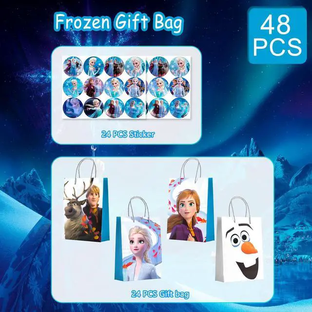 Alt view image 2 of 7 - 24pcs Frozen Party Favor Bags+24pcs Frozen Stickers for Kids Frozen Goodie Bags & Frozen Gift Bag & Frozen Birthday Party Favors Boxes