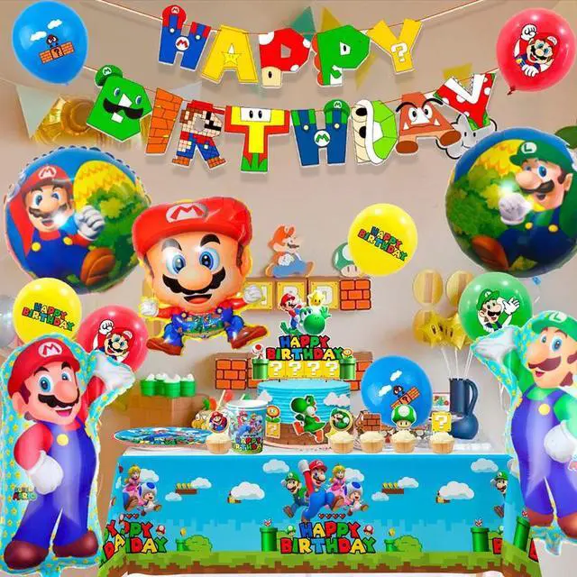 Alt view image 3 of 7 - Su-perr M-arioo Birthday Party Supplies,177pcs M-arioo Party Decorations&Tableware Set-M-arioo Party Plates Cups Napkins Table Cloth Balloons Backdrop Banner etc Su-perr M-arioo Birthday Decorations
