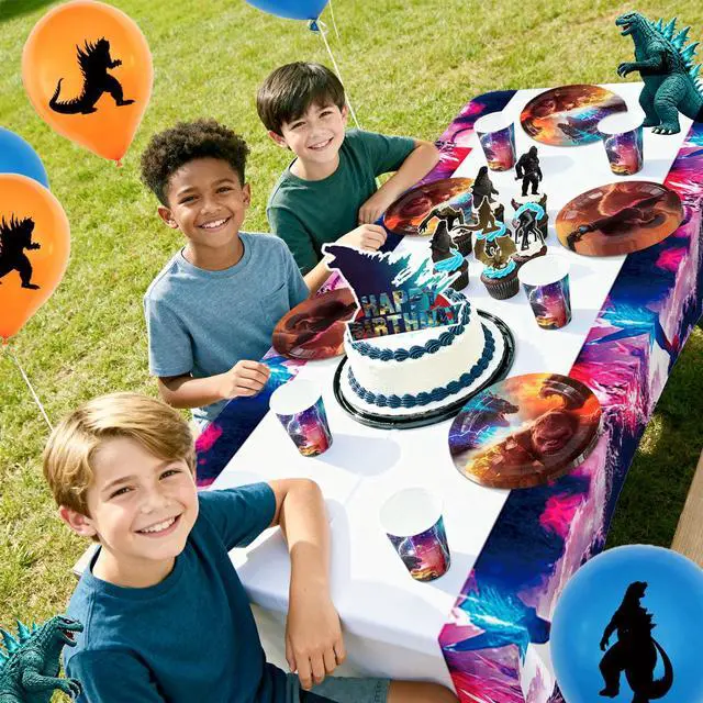 Alt view image 5 of 7 - Godzilla Party Supplies,112 Pcs Godzilla Birthday Decorations & Tableware Set - Godzilla Birthday Plates Cups Tablecloth and Godzilla Balloons Backgdrop etc. Godzilla Party Decorations for Boys/Girls