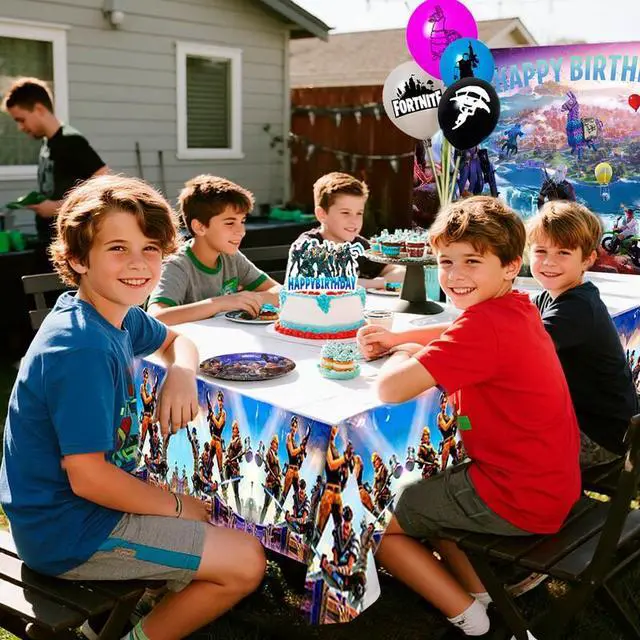 Alt view image 4 of 7 - Fortnite Birthday Decorations, 98 Pcs Fortnite Party Decorations & Fortnite Party Tableware Set - Fortnite Birthday Banners Balloons Plates Napkins etc Fortnite Birthday Party Supplies for Kids
