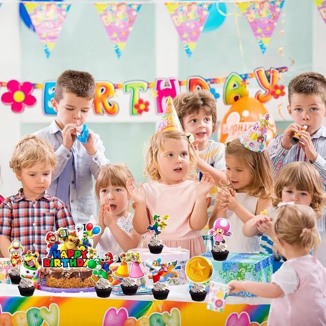 Alt view image 6 of 7 - Super Mario Cake Decorations,13pcs Mario Cake Toppers Set Includes 1 Mario Birthday Cake Topper & 12 Mario Bros Cake Topper, for Boys/Girls Kids Super Mario Birthday Decorations Supplies