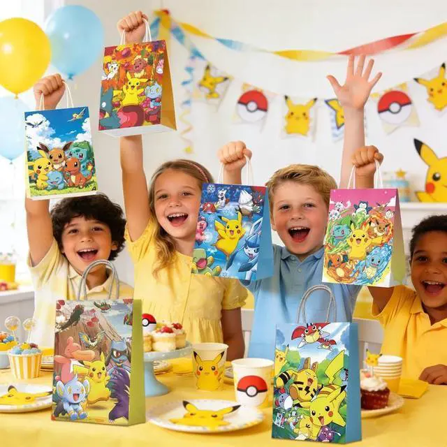 Alt view image 4 of 7 - 18 Pcs Pokemon Party Bags, Pokemon Goodie Bags Set,Pokemon Party Favor Bags, Platypus Goodie Bags for Kids,Pikachu Birthday Gift Bags etc. for Pokemon Birthday Decorations