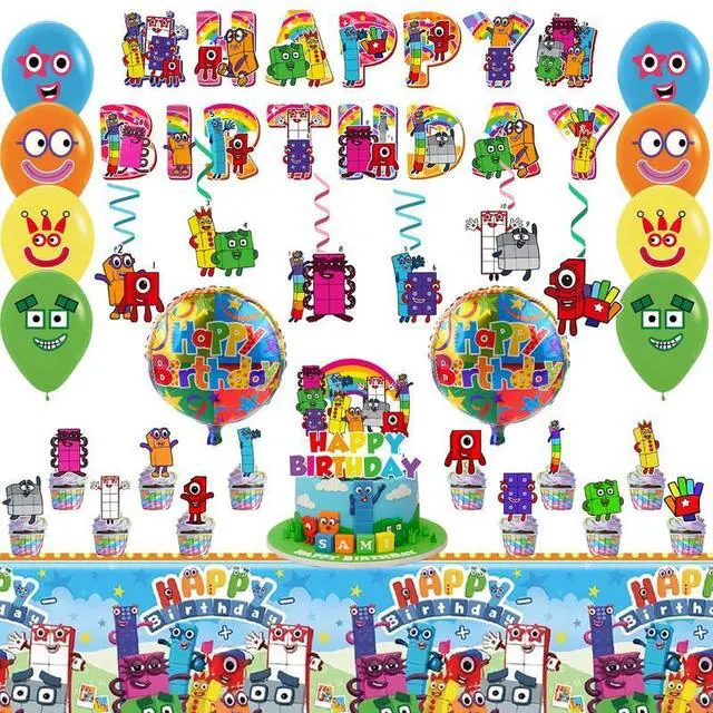 Main image of Number Blocks Birthday Party Supplies, Number Blocks Party Decorations Set- Number Blocks Birthday Decorations Banner Tablecloth & Balloons Cake Topper etc Number Blocks Party Supplies