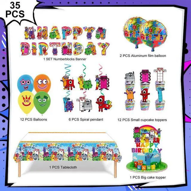 Alt view image 2 of 7 - Number Blocks Birthday Party Supplies, Number Blocks Party Decorations Set- Number Blocks Birthday Decorations Banner Tablecloth & Balloons Cake Topper etc Number Blocks Party Supplies