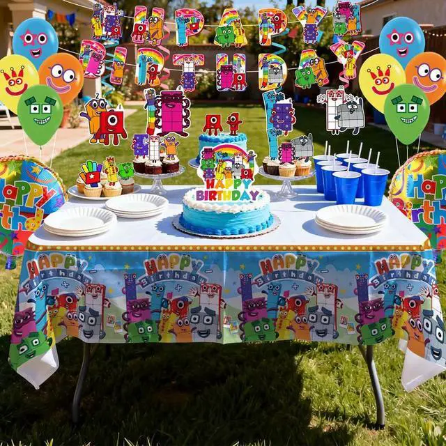 Alt view image 3 of 7 - Number Blocks Birthday Party Supplies, Number Blocks Party Decorations Set- Number Blocks Birthday Decorations Banner Tablecloth & Balloons Cake Topper etc Number Blocks Party Supplies