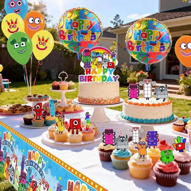 Alt view image 5 of 7 - Number Blocks Birthday Party Supplies, Number Blocks Party Decorations Set- Number Blocks Birthday Decorations Banner Tablecloth & Balloons Cake Topper etc Number Blocks Party Supplies
