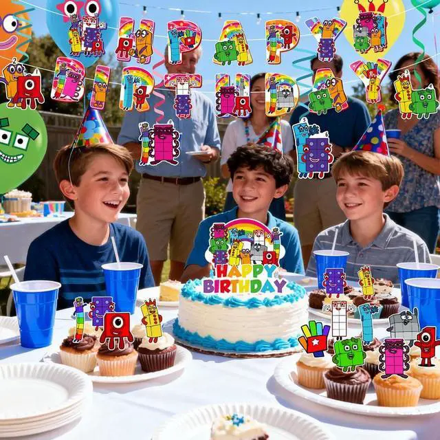 Alt view image 6 of 7 - Number Blocks Birthday Party Supplies, Number Blocks Party Decorations Set- Number Blocks Birthday Decorations Banner Tablecloth & Balloons Cake Topper etc Number Blocks Party Supplies