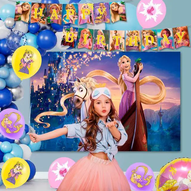 Alt view image 5 of 7 - Rapunzel Birthday Decorations,112pcs Rapunzel Party Decorations & Rapunzel Tableware set- Rapunzel Birthday Plates Napkins & Rapunzel Balloons Banner Cake Topper etc Rapunzel Birthday Party Supplies