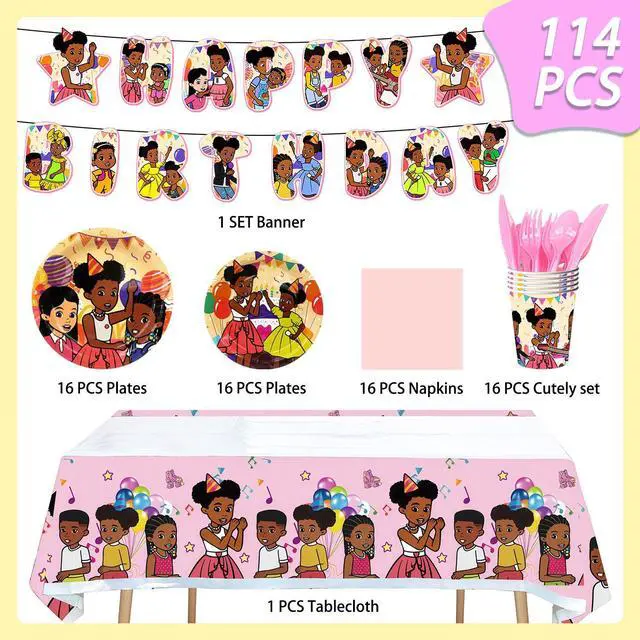 Alt view image 2 of 7 - 114pcs Gracie's Corner Party Tableware Set - Gracie's Corner Themed Party Plate Cups Napkins Tablecloth etc Gracie's Corner Birthday Party Supplies for Girls/Boys Kids, Serves 16