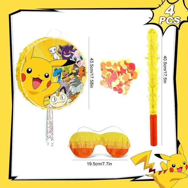 Alt view image 2 of 7 - 4 Pcs Pokémon Pinata, Pokémon Pinata Set - Pokémon Themed Pinata, Pokémon Party Pinata Stick, Pokémon Party Game Eye Mask ETC. Pokémon Pinata Supplies for Pokémon Birthday Party Decorations