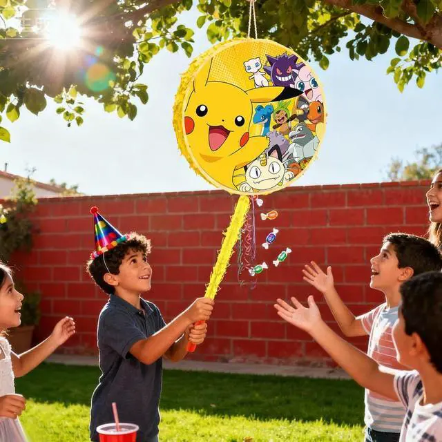 Alt view image 4 of 7 - 4 Pcs Pokémon Pinata, Pokémon Pinata Set - Pokémon Themed Pinata, Pokémon Party Pinata Stick, Pokémon Party Game Eye Mask ETC. Pokémon Pinata Supplies for Pokémon Birthday Party Decorations