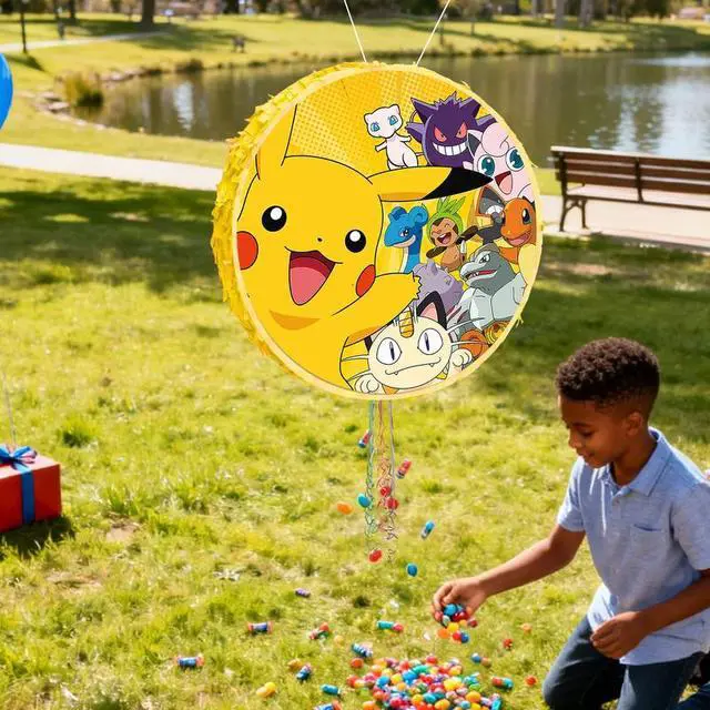 Alt view image 6 of 7 - 4 Pcs Pokémon Pinata, Pokémon Pinata Set - Pokémon Themed Pinata, Pokémon Party Pinata Stick, Pokémon Party Game Eye Mask ETC. Pokémon Pinata Supplies for Pokémon Birthday Party Decorations