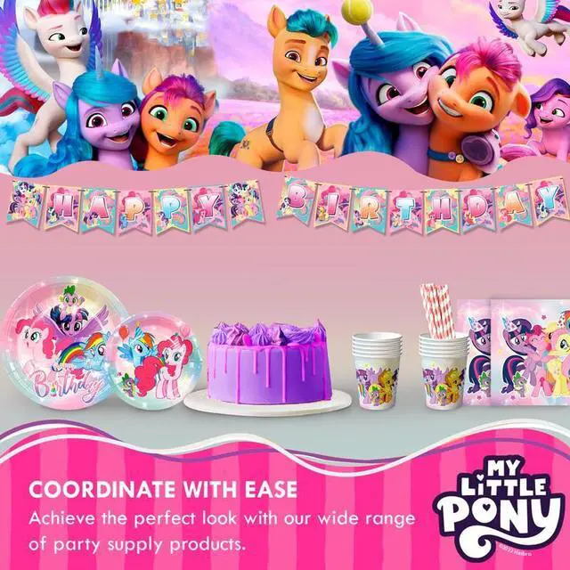 Alt view image 4 of 7 - My Little Pony Birthday Party Supplies, 144 Pcs My Little Pony Decorations & Tableware Set - My Little Pony Plates Cups Napkins & My Little Pony Birthday Party Banner etc My Little Pony Party Supplies