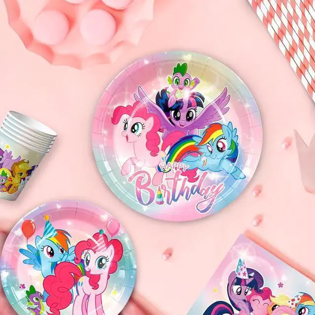 Alt view image 7 of 7 - My Little Pony Birthday Party Supplies, 144 Pcs My Little Pony Decorations & Tableware Set - My Little Pony Plates Cups Napkins & My Little Pony Birthday Party Banner etc My Little Pony Party Supplies