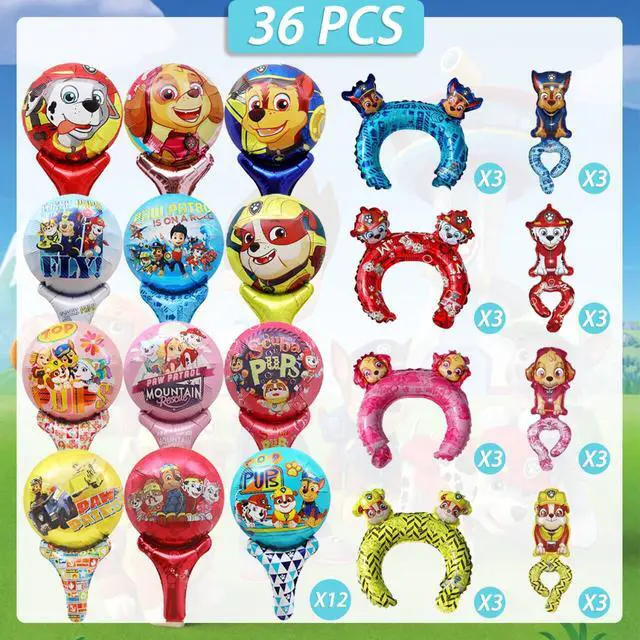 Alt view image 2 of 7 - 36Pcs Paw Patrol Birthday Party Foil Balloon Decoration Set - Paw Patrol Balloon Headband & Handheld Foil Balloons & Wristband Balloons for Paw Patrol Themed Party Supplies for Boys/Girls