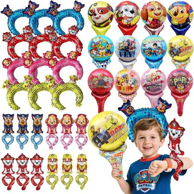 Main image of 36Pcs Paw Patrol Birthday Party Foil Balloon Decoration Set - Paw Patrol Balloon Headband & Handheld Foil Balloons & Wristband Balloons for Paw Patrol Themed Party Supplies for Boys/Girls