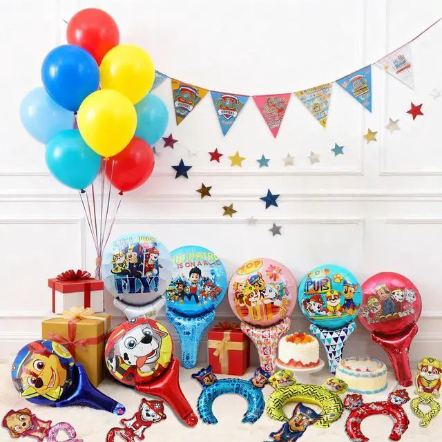 Alt view image 3 of 7 - 36Pcs Paw Patrol Birthday Party Foil Balloon Decoration Set - Paw Patrol Balloon Headband & Handheld Foil Balloons & Wristband Balloons for Paw Patrol Themed Party Supplies for Boys/Girls