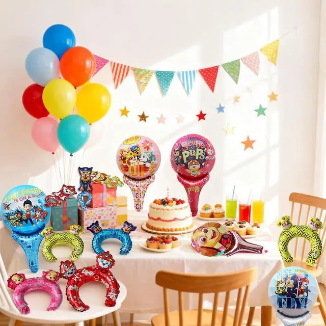 Alt view image 4 of 7 - 36Pcs Paw Patrol Birthday Party Foil Balloon Decoration Set - Paw Patrol Balloon Headband & Handheld Foil Balloons & Wristband Balloons for Paw Patrol Themed Party Supplies for Boys/Girls