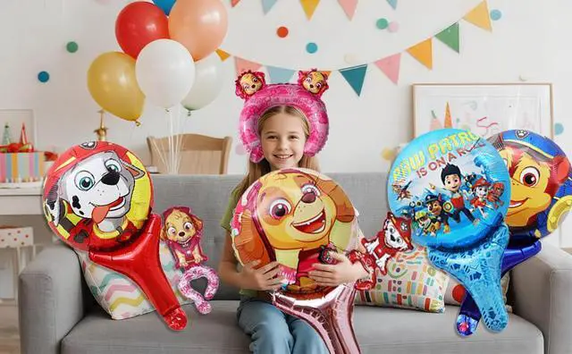 Alt view image 7 of 7 - 36Pcs Paw Patrol Birthday Party Foil Balloon Decoration Set - Paw Patrol Balloon Headband & Handheld Foil Balloons & Wristband Balloons for Paw Patrol Themed Party Supplies for Boys/Girls