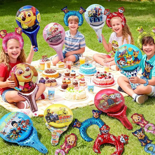 Alt view image 6 of 7 - 36Pcs Paw Patrol Birthday Party Foil Balloon Decoration Set - Paw Patrol Balloon Headband & Handheld Foil Balloons & Wristband Balloons for Paw Patrol Themed Party Supplies for Boys/Girls