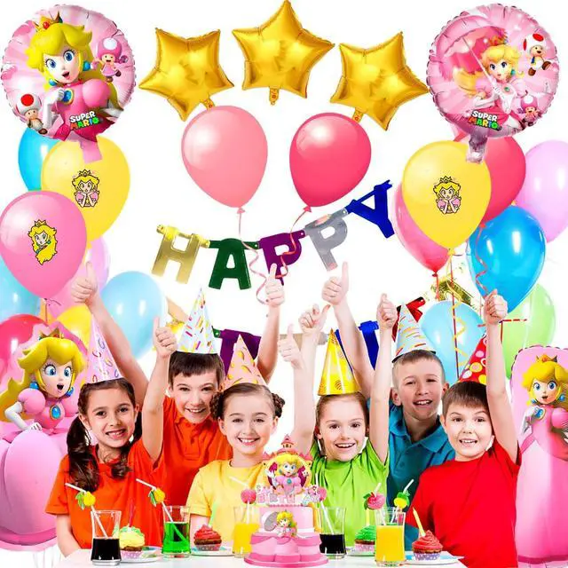Alt view image 4 of 7 - Princess Peach Balloon Party Decorations,123pcs Princess Peach Birthday Decorations Balloons Set - Princess Peach Theme Party Latex Balloons & Foil Balloons for Kids Birthday Party Decorations Favors