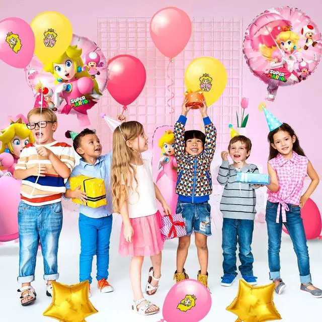 Alt view image 6 of 7 - Princess Peach Balloon Party Decorations,123pcs Princess Peach Birthday Decorations Balloons Set - Princess Peach Theme Party Latex Balloons & Foil Balloons for Kids Birthday Party Decorations Favors
