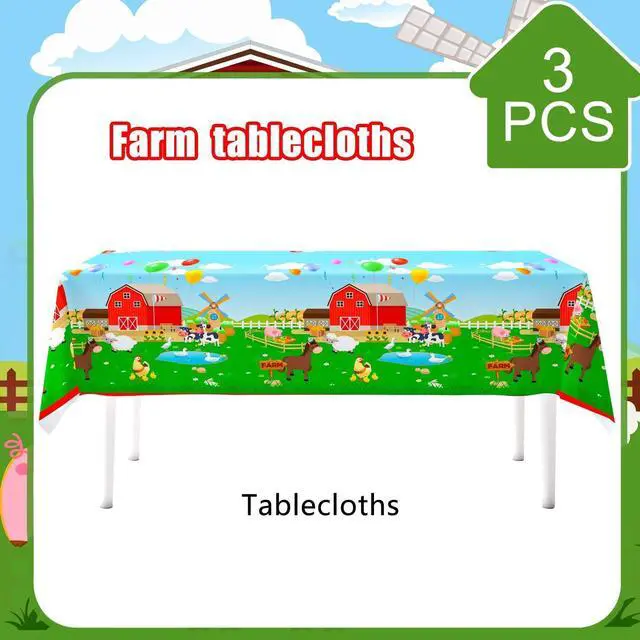 Alt view image 2 of 7 - Farm Animal Tablecloth,3pcs Barnyard Theme Tablecloths Set - Farm Animal Party Tablecloth,Farm Tablecloth & Farm Animals Tablecover, for Farm Party Decorations & Farm Birthday Decorations Supplies